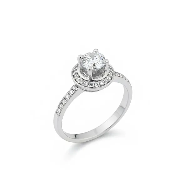 Λευκόχρυσο Μονόπετρο Δαχτυλίδι Κ9 με Ζιργκόν M617