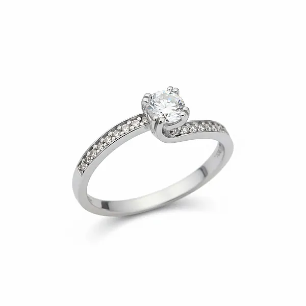 Μονόπετρο Δαχτυλίδι Λευκόχρυσο Κ9 με Ζιργκόν M618