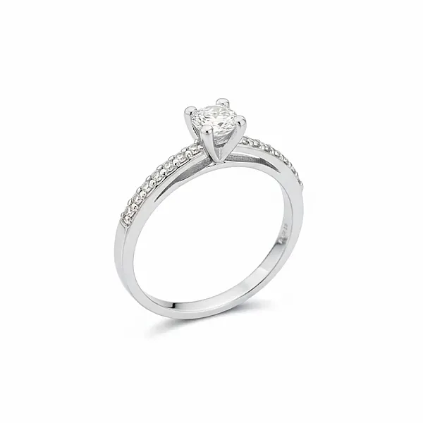 Μονόπετρο Δαχτυλίδι Λευκόχρυσο Κ9 με Ζιργκόν