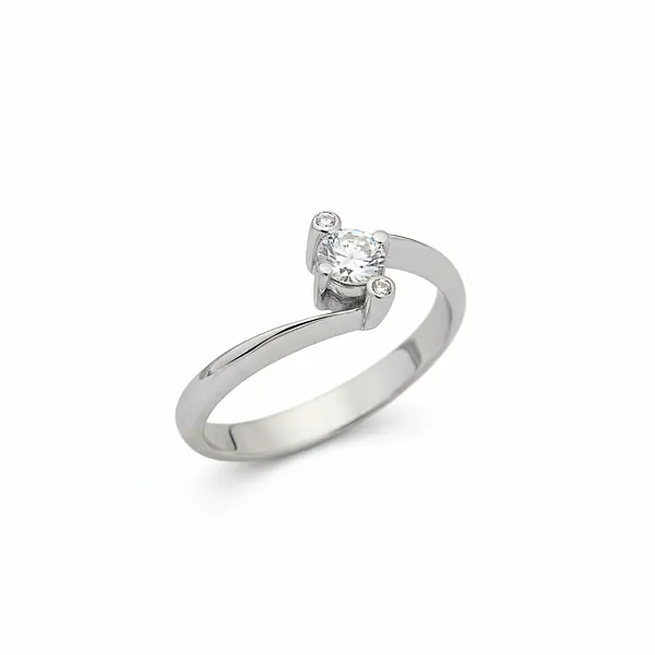 Μονόπετρο Δαχτυλίδι Λευκόχρυσο Κ9 με Ζιργκόν