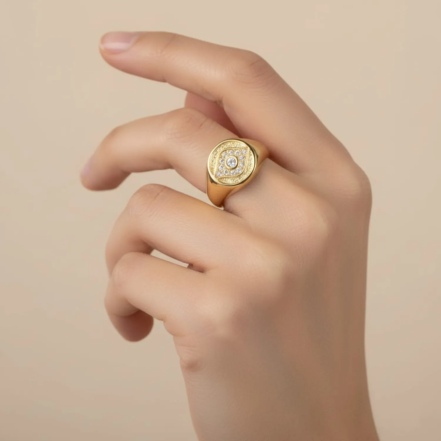 Χρυσό Δαχτυλίδι Chevalier Κ9 "Ματάκι" με Ζιργκόν DC7