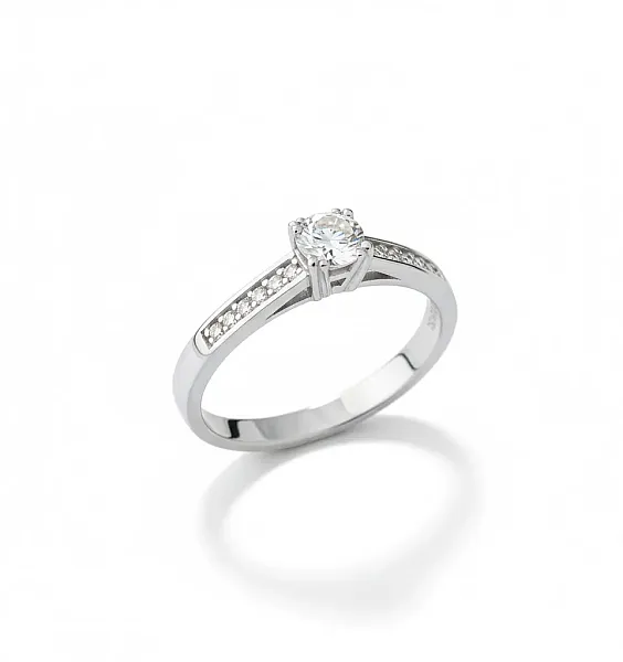 Λευκόχρυσο Μονόπετρο Δαχτυλίδι Κ14 με Ζιργκόν M611