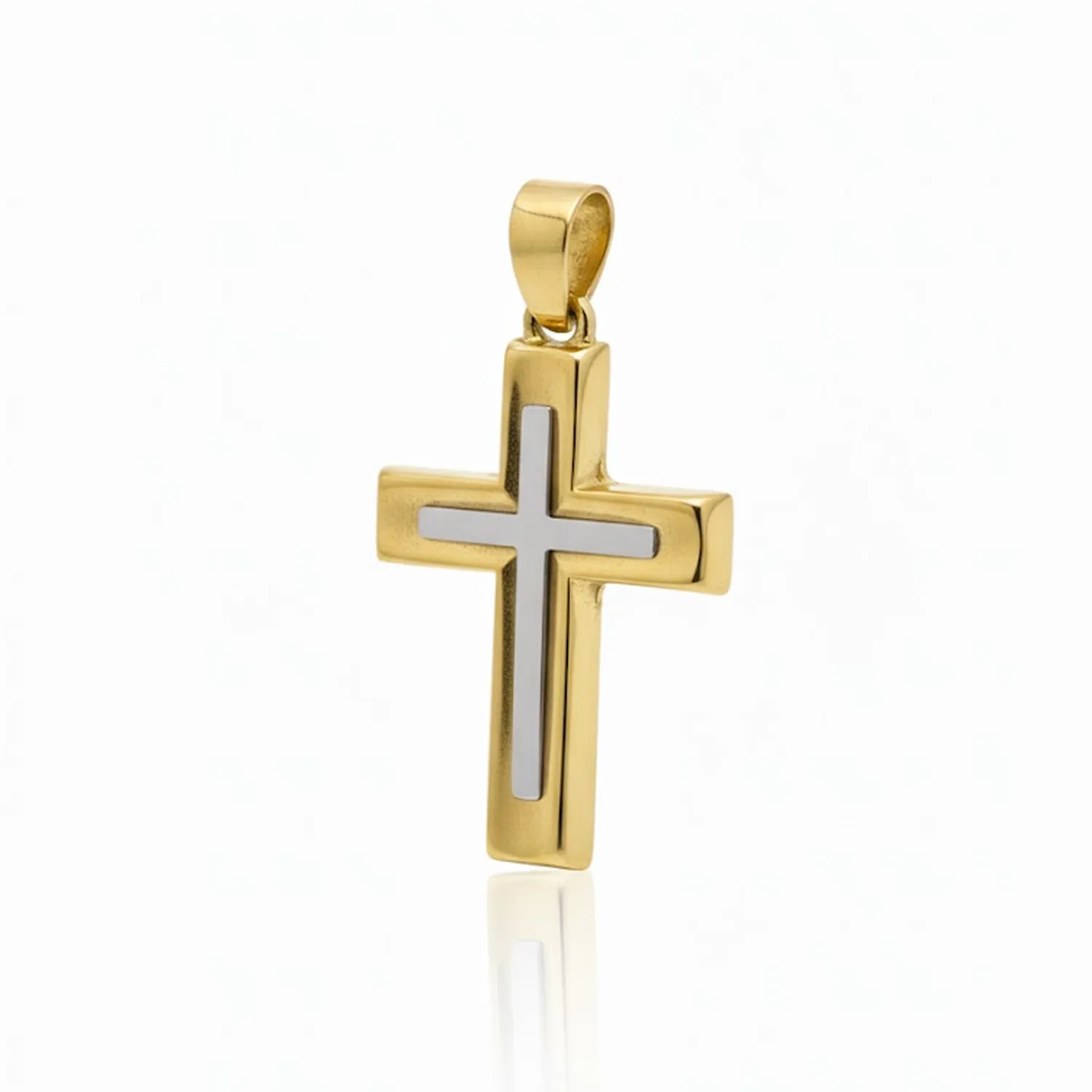 Δίχρωμος Χρυσός Σταυρός Κ9 CS-07
