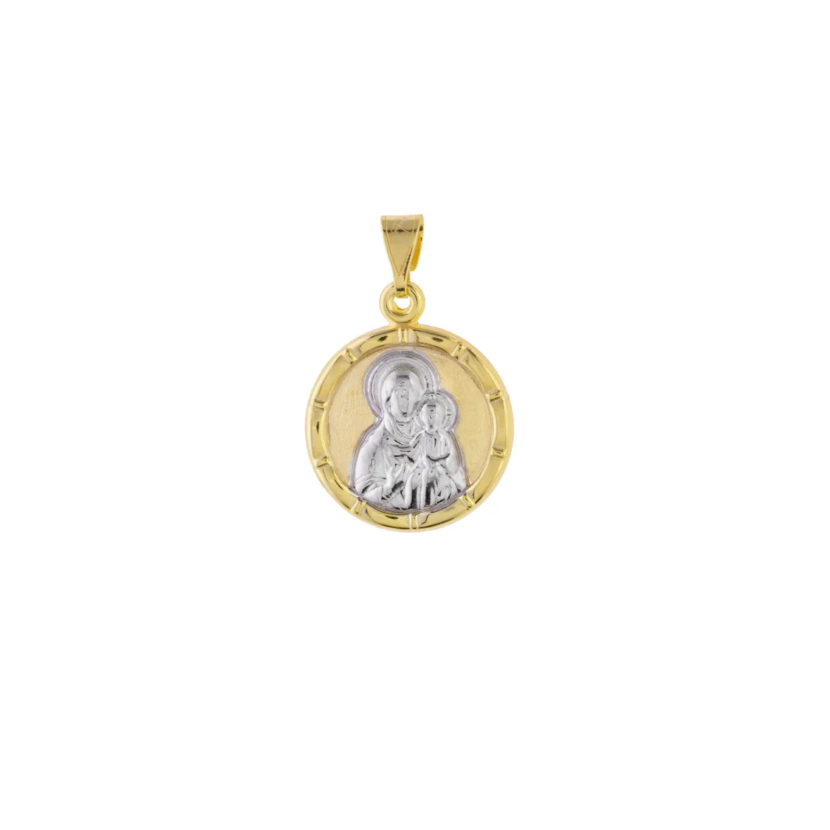 Δίχρωμο Χρυσό Φυλαχτό Κ14 Παναγία Μονής Όψης Π-001