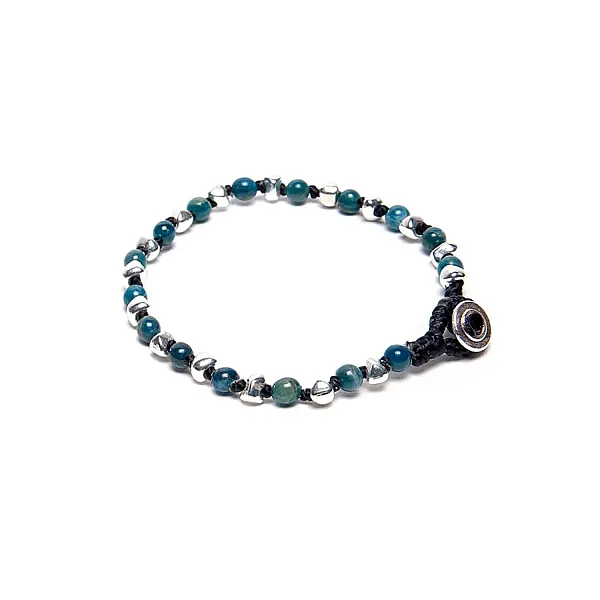 Ανδρικό Βραχιόλι Boho LOM1017 με Πέτρες Απατίτη & Επάργυρα Στοιχεία