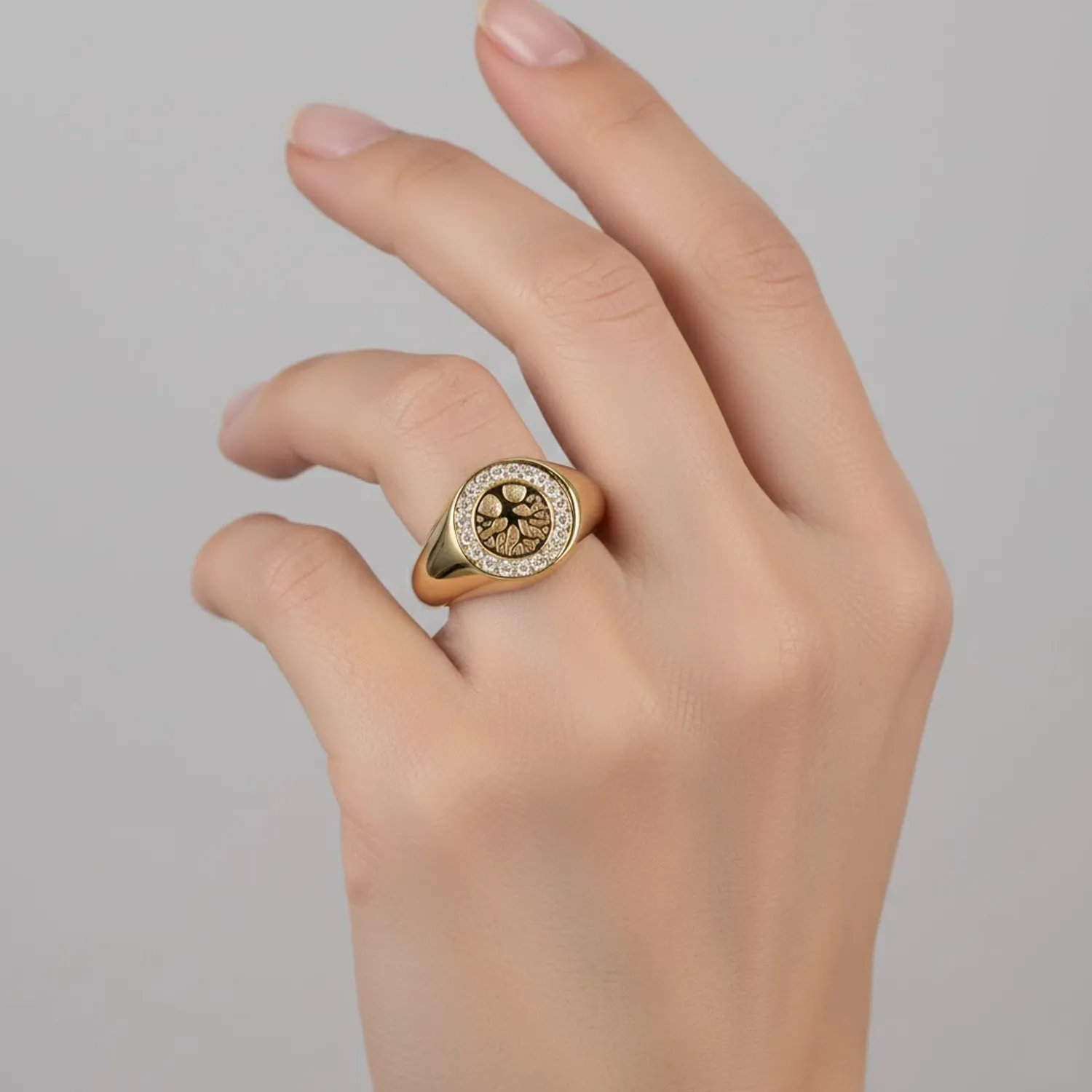 Χρυσό Δαχτυλίδι Chevalier Κ14 "Δέντρο της Ζωής" με Ζιργκόν DC3