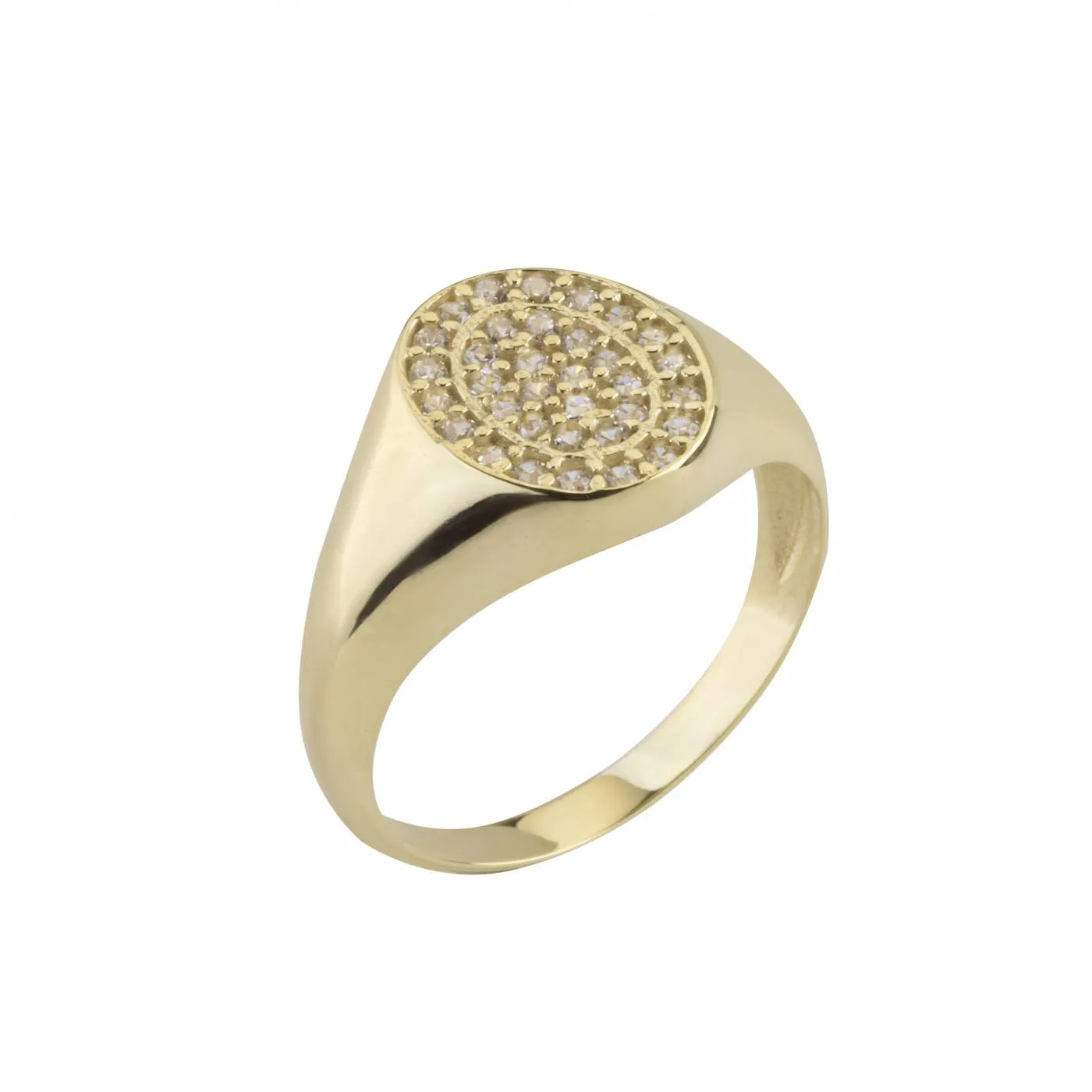 Χρυσό Δαχτυλίδι Chevalier Κ14 Οβάλ Pavé με Λευκά Ζιργκόν DC9