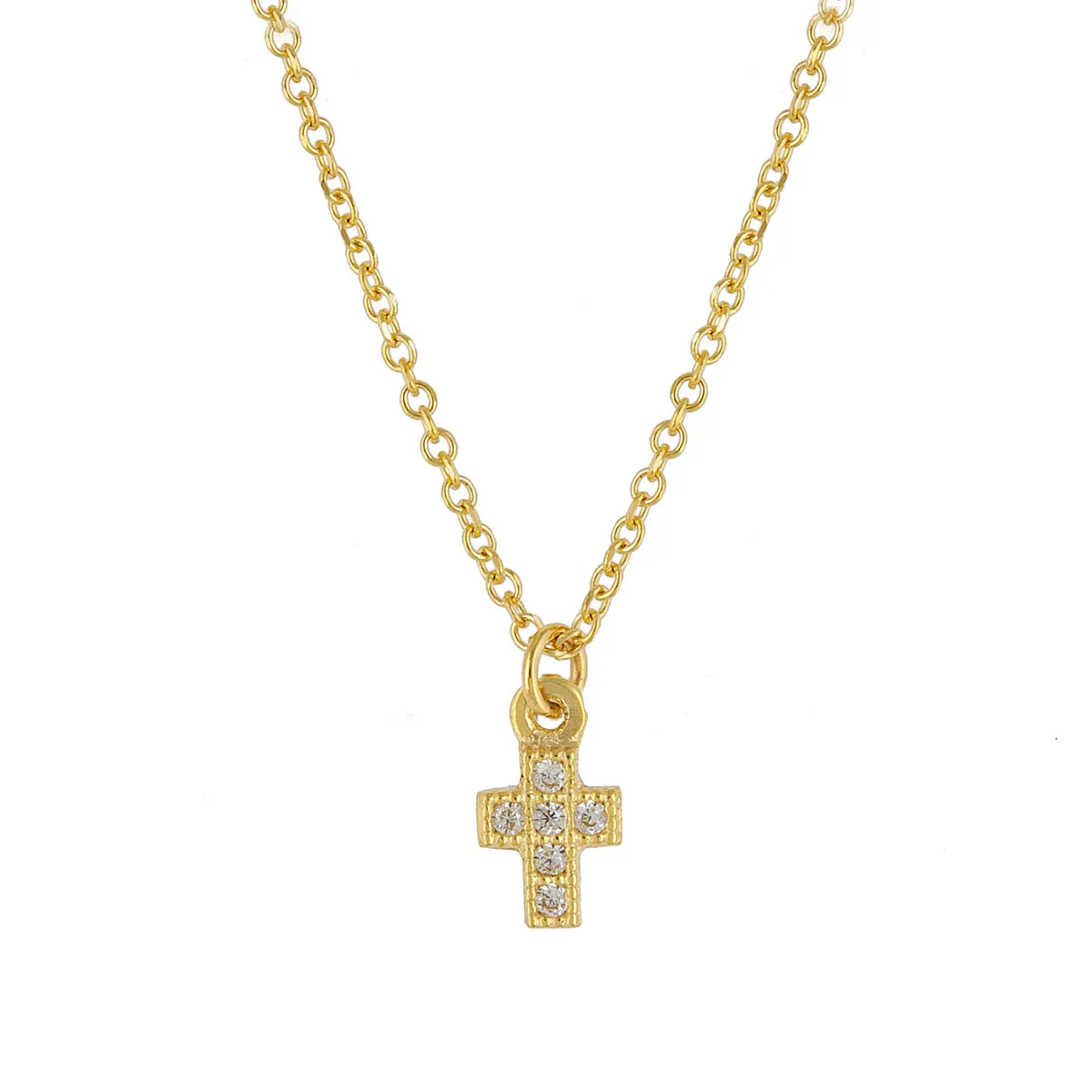 Ασημένιο Κολιέ Σταυρός 925 Minimal με Λευκά Ζιργκόν 1007