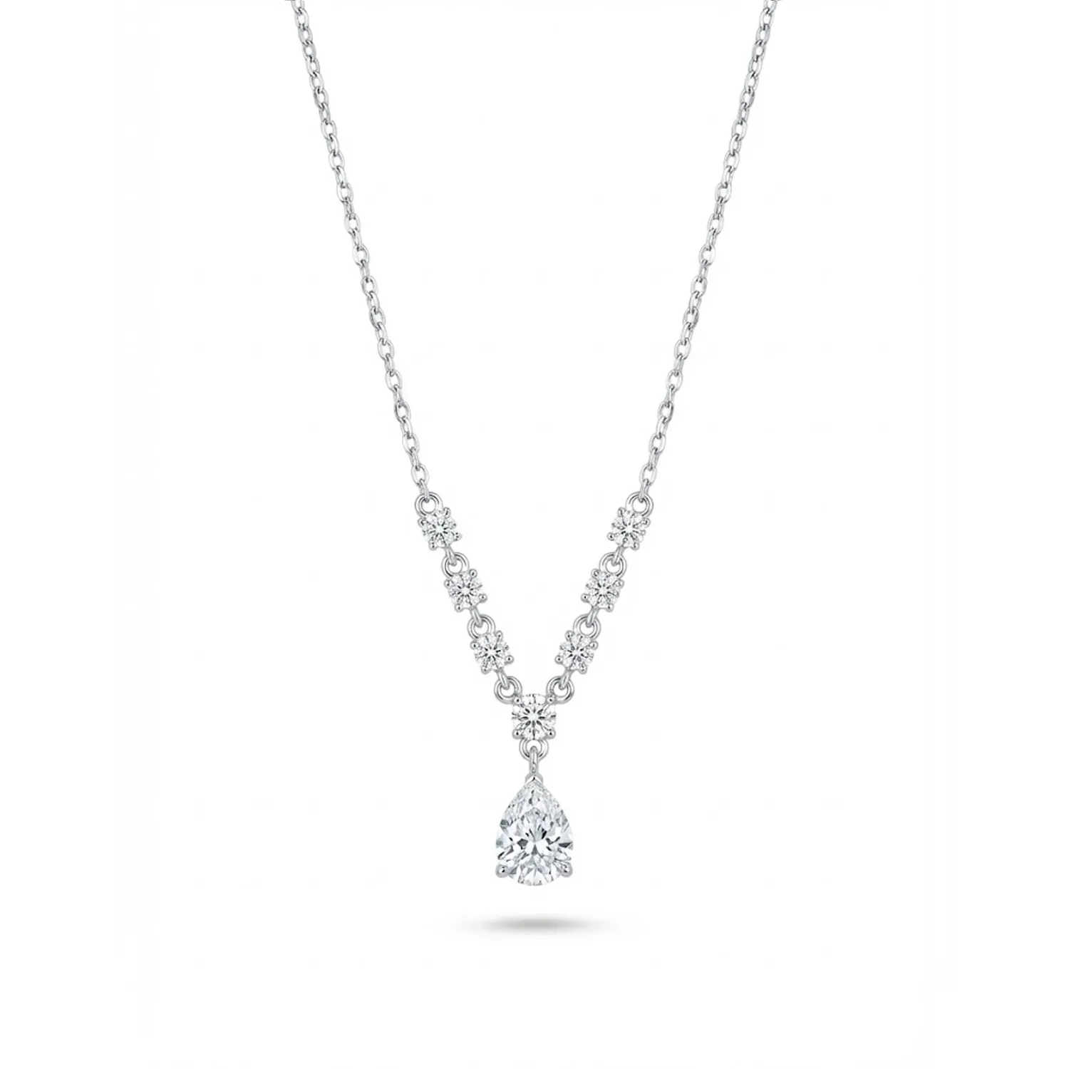 Κολιέ Ασημένιο 925 Δάκρυα με Λευκές Πέτρες Zircon KL-AG-0007