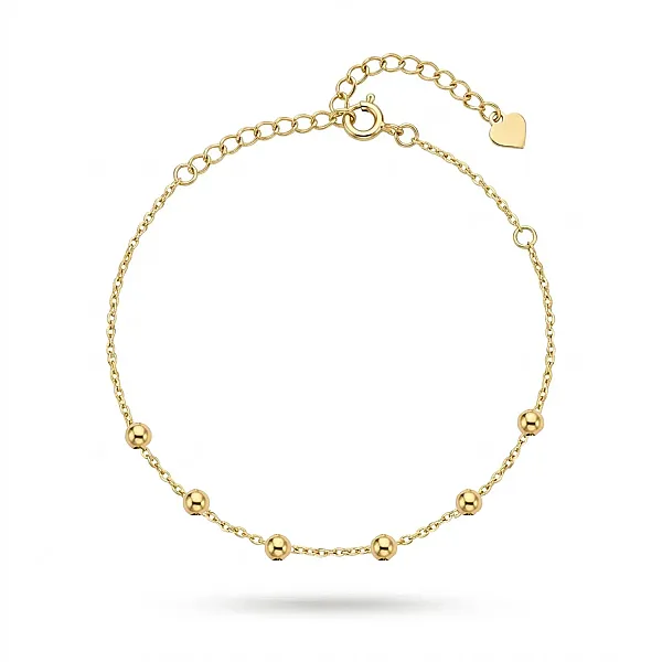 Ασημένιο Επίχρυσο Βραχιόλι 925 με Διακριτικές Μπίλιες (Ball Chain)