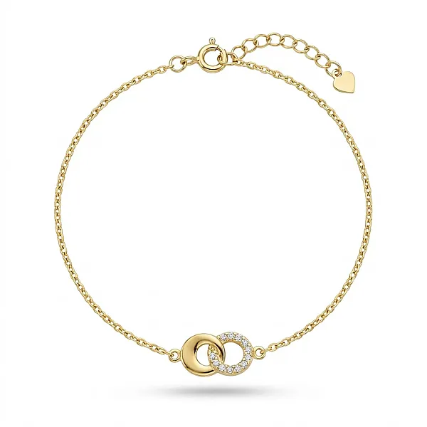 Ασημένιο Επίχρυσο Βραχιόλι 925 με Ενωμένους Κύκλους και Ζιργκόν