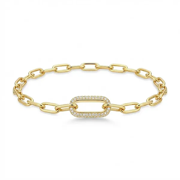 Ασημένιο Επίχρυσο Βραχιόλι 925 με Κεντρικό Μοτίβο Ζιργκόν