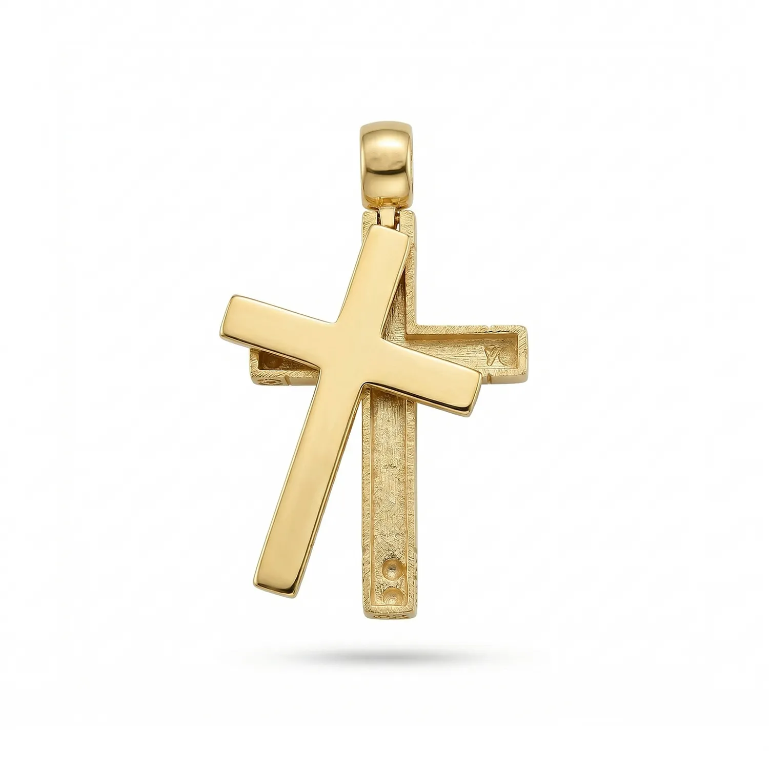 Χρυσός Βαπτιστικός Σταυρός Κ9 με Λευκόχρυσα Άκρα και Ανοιγόμενη Θήκη