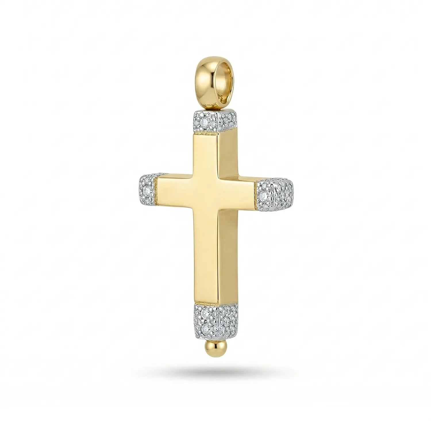 Χρυσός Βαπτιστικός Σταυρός Κ9 με Λευκόχρυσα Άκρα και Ανοιγόμενη Θήκη