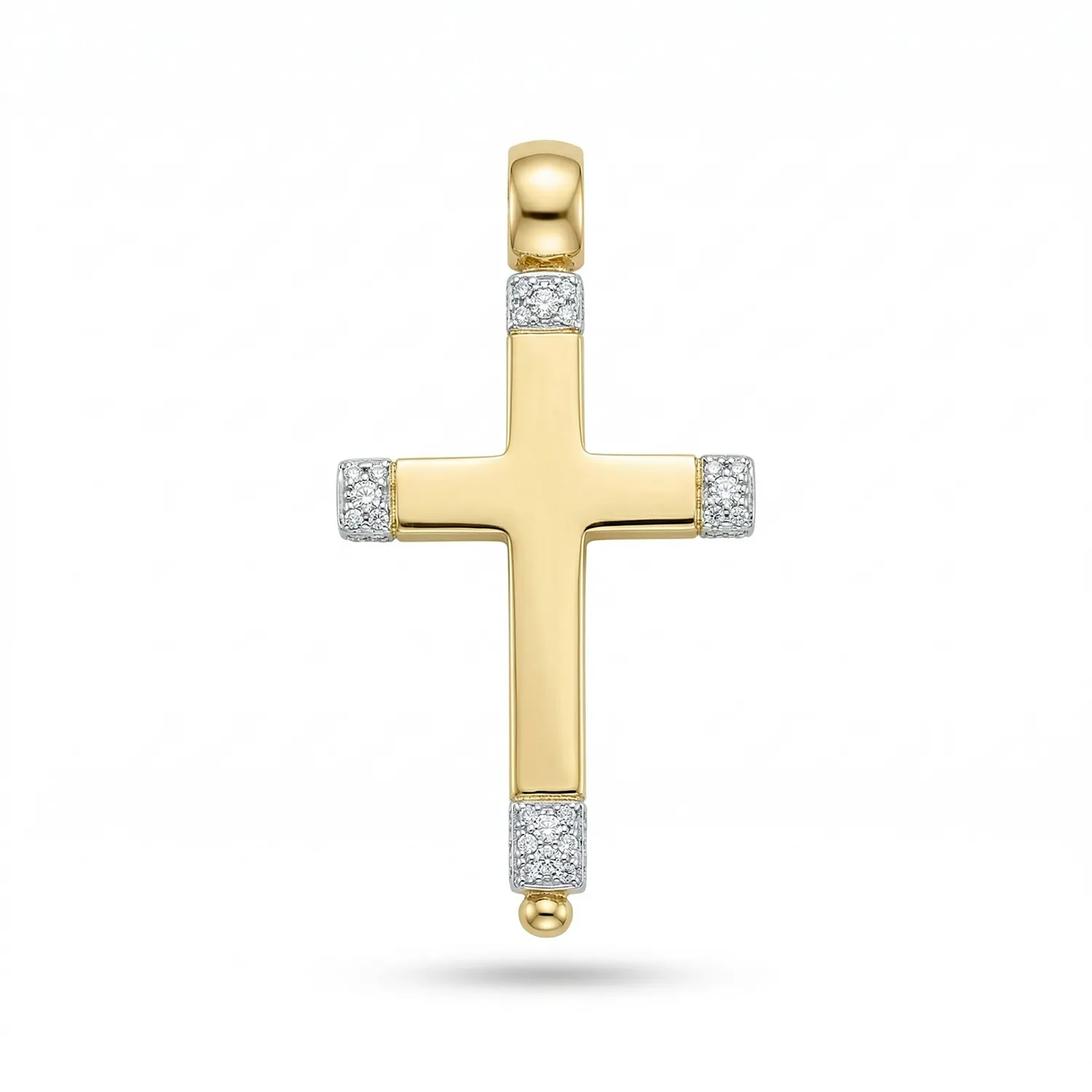 Χρυσός Βαπτιστικός Σταυρός Κ9 με Λευκόχρυσα Άκρα και Ανοιγόμενη Θήκη
