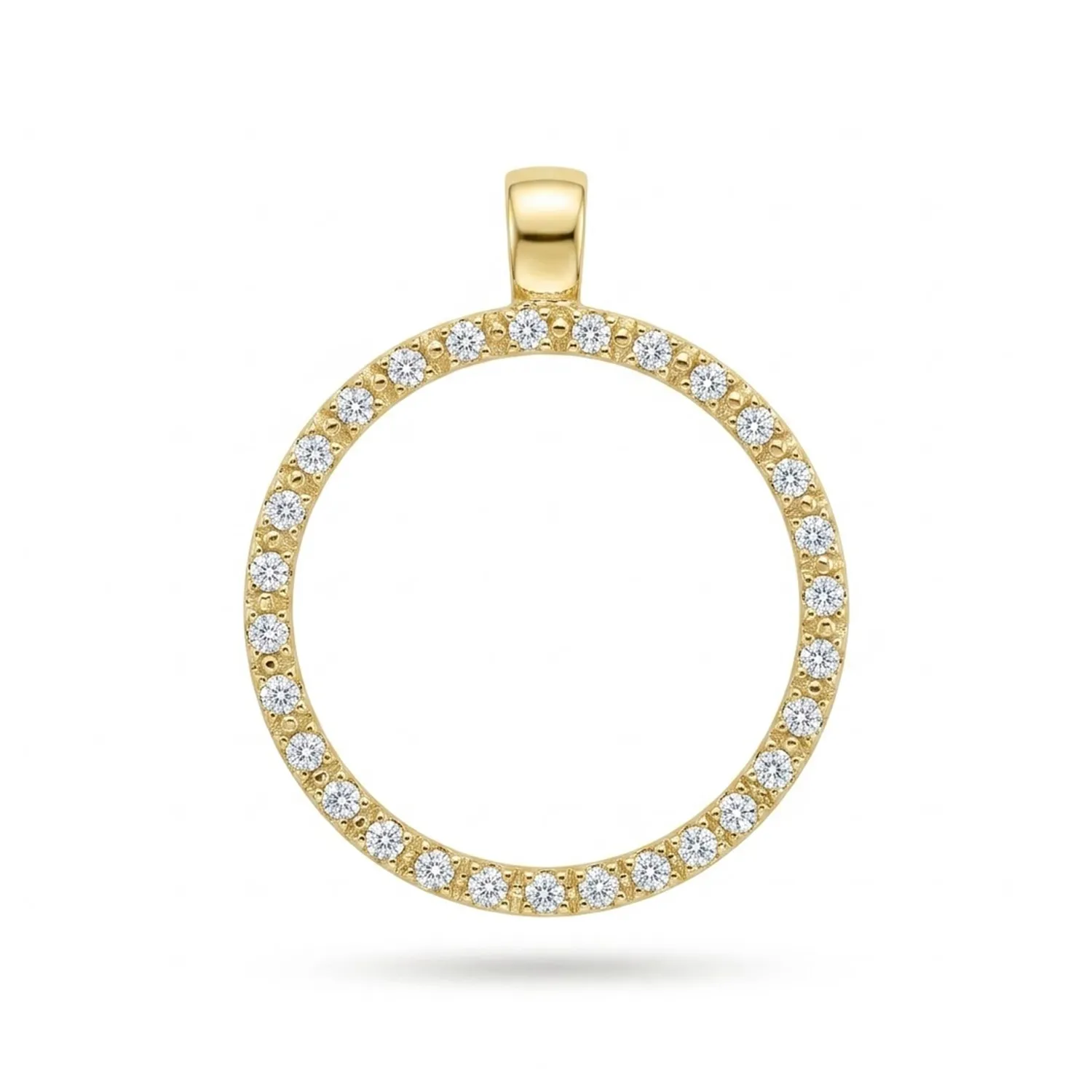 Χρυσή Λιροθήκη Κ9 με Περιμετρικά Ζιργκόν και Σατινέ Λεπτομέρειες