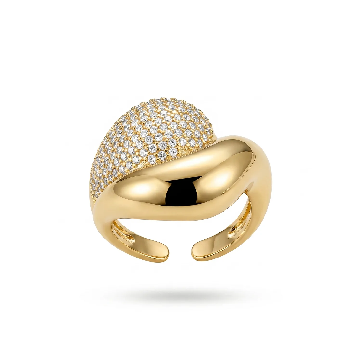 Δαχτυλίδι Stainless Steel "Chunky Wave" με Pave Ζιργκόν ST-300