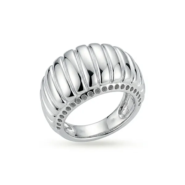 Δαχτυλίδι Stainless Steel "Croissant" με Ανάγλυφες Ραβδώσεις ST-0119
