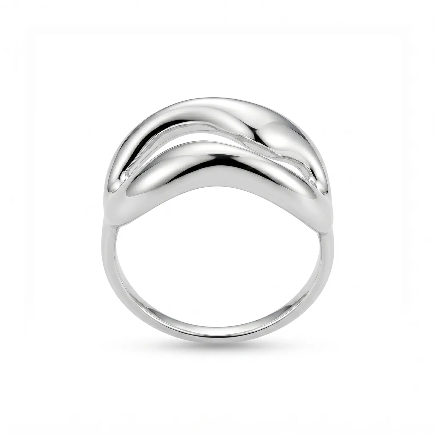 Δαχτυλίδι Stainless Steel "Abstract Wave" με Διπλό Κυματιστό Σχέδιο ST-301