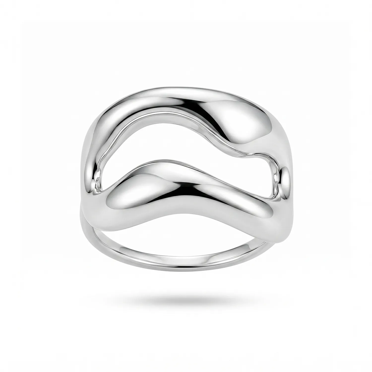 Δαχτυλίδι Stainless Steel "Abstract Wave" με Διπλό Κυματιστό Σχέδιο ST-301