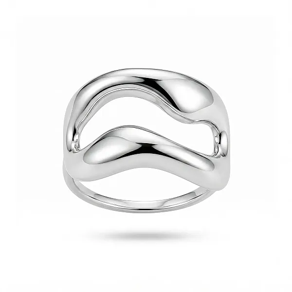 Δαχτυλίδι Stainless Steel "Abstract Wave" με Διπλό Κυματιστό Σχέδιο ST-301
