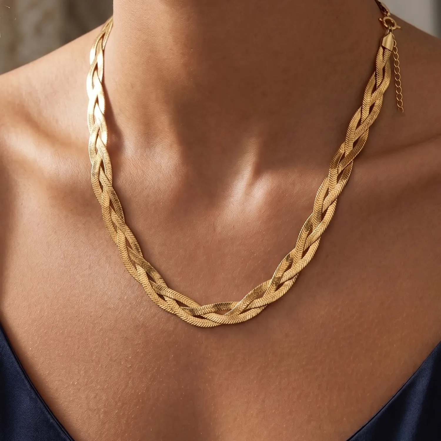 Κολιέ Stainless Steel "Braided Herringbone" με Πλεξούδα Φίδι ST-303