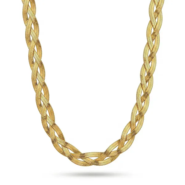 Κολιέ Stainless Steel "Braided Herringbone" με Πλεξούδα Φίδι ST-303