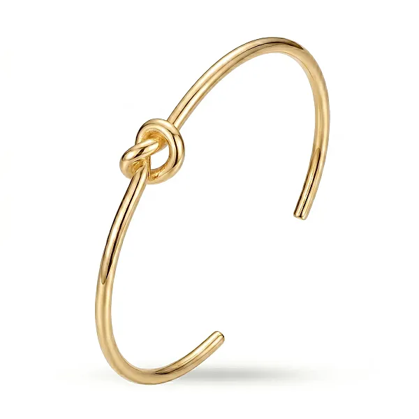Χειροπέδα Stainless Steel "Golden Love Knot" με Minimal Κόμπο