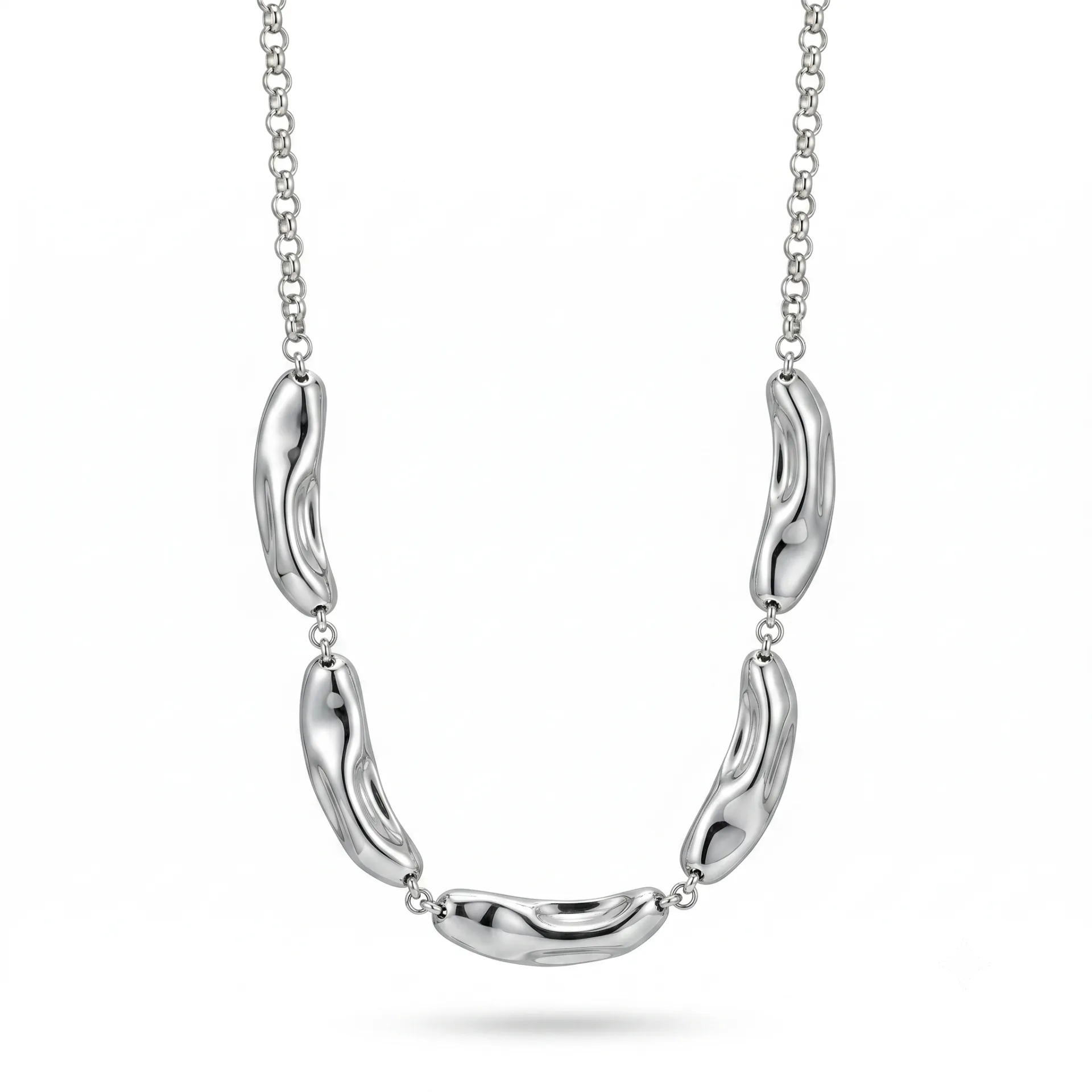 Κολιέ Stainless Steel "Organic Beans" με Αφηρημένα Ανάγλυφα Στοιχεία ST-0025
