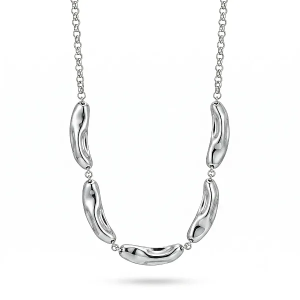 Κολιέ Stainless Steel "Organic Beans" με Αφηρημένα Ανάγλυφα Στοιχεία ST-0025