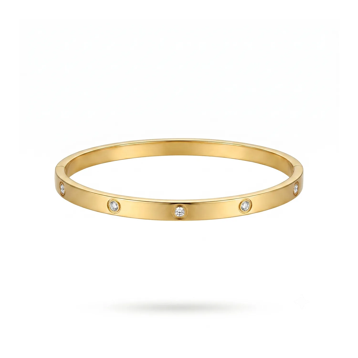 Χειροπέδα Stainless Steel "Love Bangle" Χρυσή με Περιμετρικά Ζιργκόν