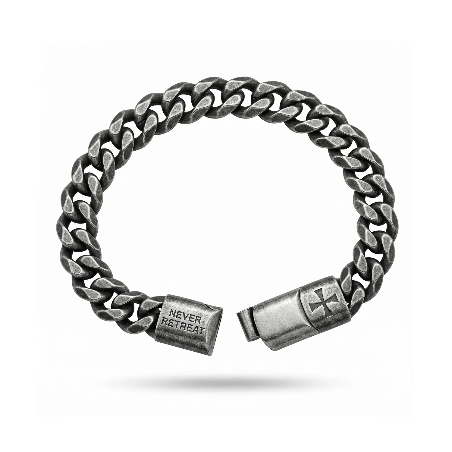 Ανδρικό Βραχιόλι Αλυσίδα Stainless Steel "Never Retreat" με Vintage Οξειδωμένο Φινίρισμα