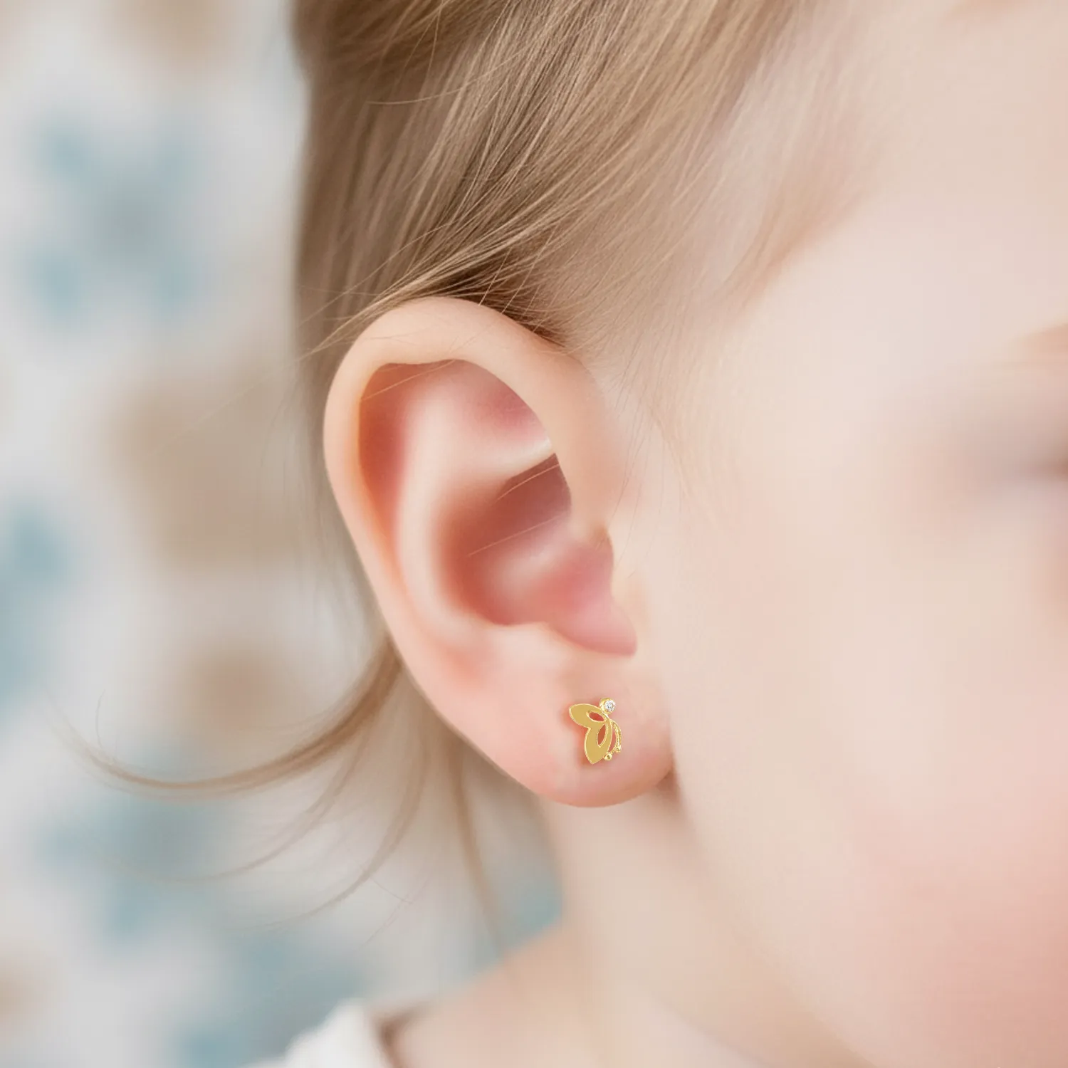 Χρυσά Παιδικά Σκουλαρίκια Κ9 Πεταλούδες Με Ζιργκόν