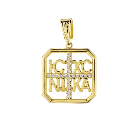 Χρυσό Κωνσταντινάτο Κ9 Τετράγωνο με Ζιργκόν KN-043