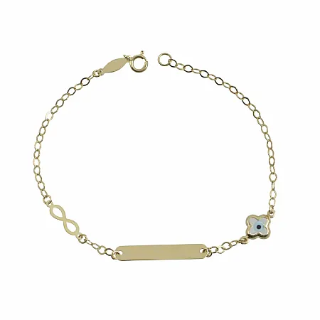 Χρυσή Παιδική Ταυτότητα Κ9 Λευκό Ματάκι Και Άπειρο