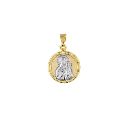 Δίχρωμο Χρυσό Φυλαχτό Κ9 Διπλής Όψης Παναγία & Κωνσταντινάτο Π-001D